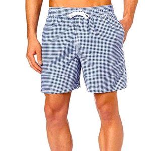 Kanu Surf Men’s Monaco Swim Trunks | Board Shorts Navy Gingham Size Small